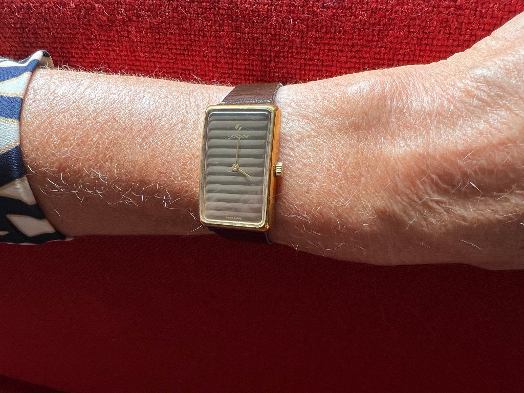 Vintage Guillaume dameshorloge – Swiss Made, vergulde kast, Overige merken, Overige materialen, Polshorloge, Ophalen of Verzenden