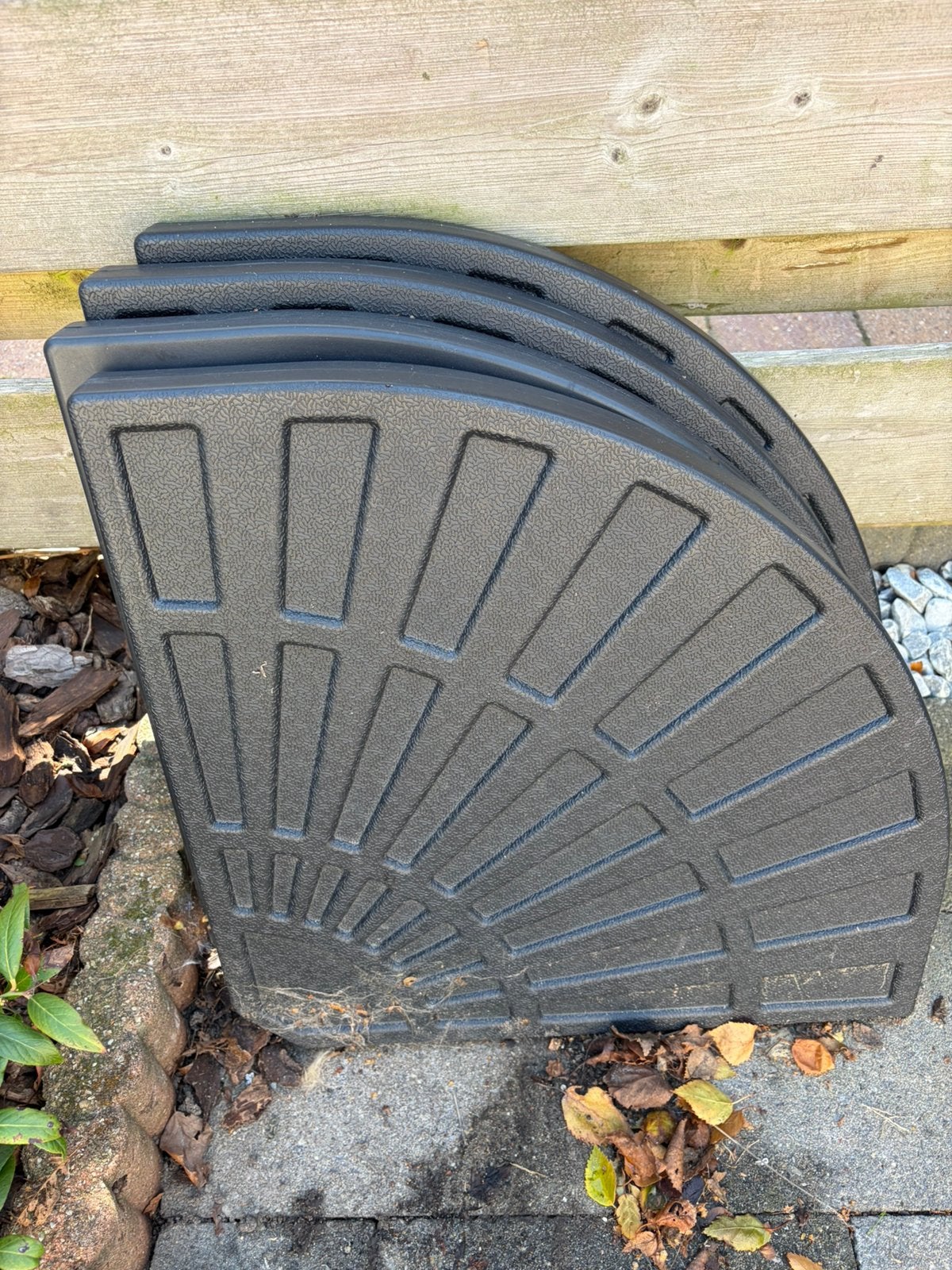 Stenen voetstukken 54 kilo, Tuin en Terras, Ophalen, Zo goed als nieuw, Minder dan 1 meter, Parasolvoet