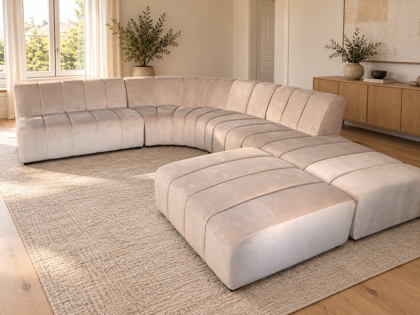 Riviera maison bank dazzle rond delen japandi, Ophalen, Zo goed als nieuw, Rechthoek