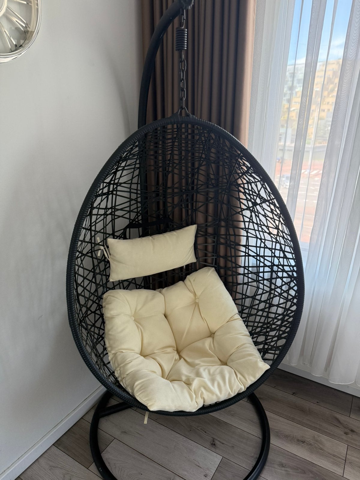 Hang swing stoel met met standaard zwart, Ophalen, Gebruikt, Zwart, Eén