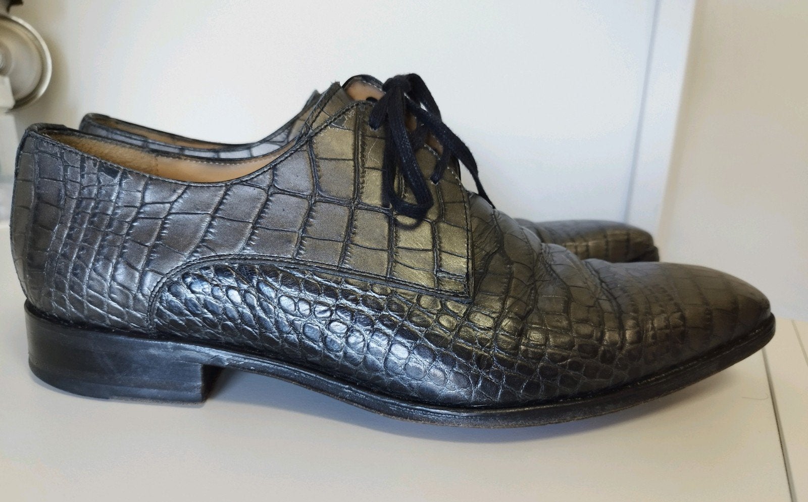 Floris van Bommel Croco slangen schoenen 8,5 42,5 Zwart, Kleding | Heren, Zwart, Floris van Bommel, Ophalen of Verzenden, Zo goed als nieuw