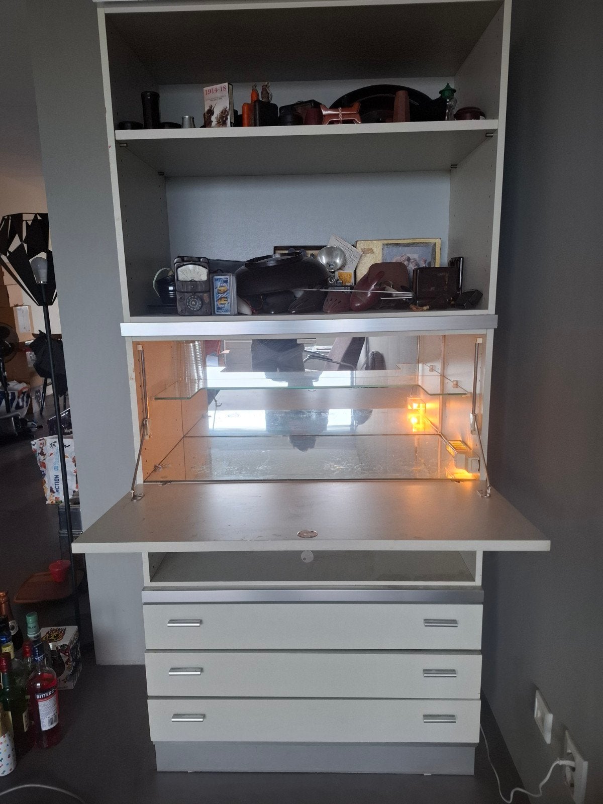Vintage secretaire/boekenkast - Jaren '70 design, Ophalen, Gebruikt, Vintage, Jaren '70, Retro, 50 tot 100 cm