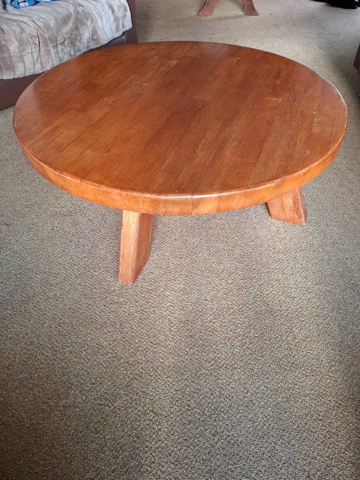 Massief houten salontafel, rond, Ophalen