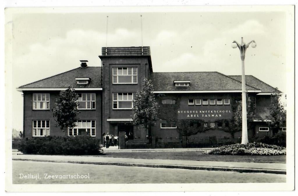 Delfzijl - Zeevaartschool (1), Verzenden, 1940 tot 1960, Gelopen, Groningen