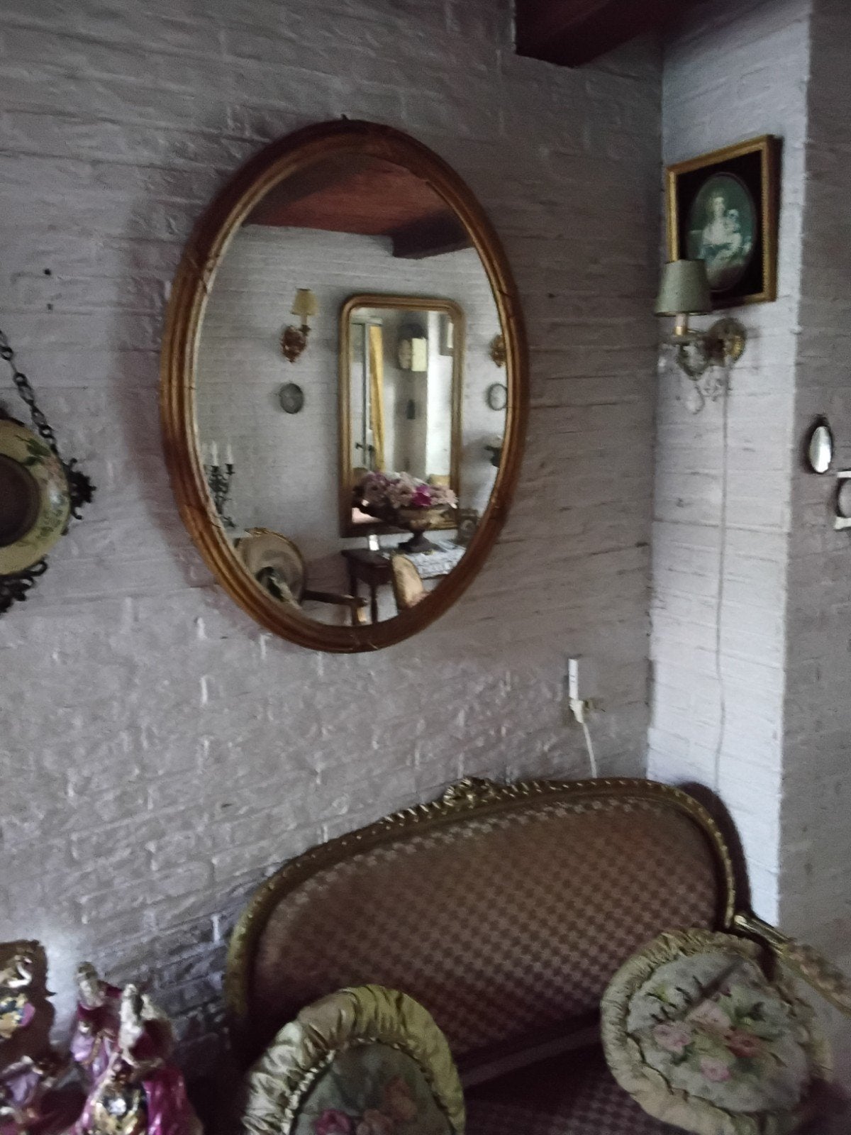 antieke ovalen spiegel, Huis en Inrichting, Ophalen, Ovaal, 50 tot 75 cm, Minder dan 100 cm