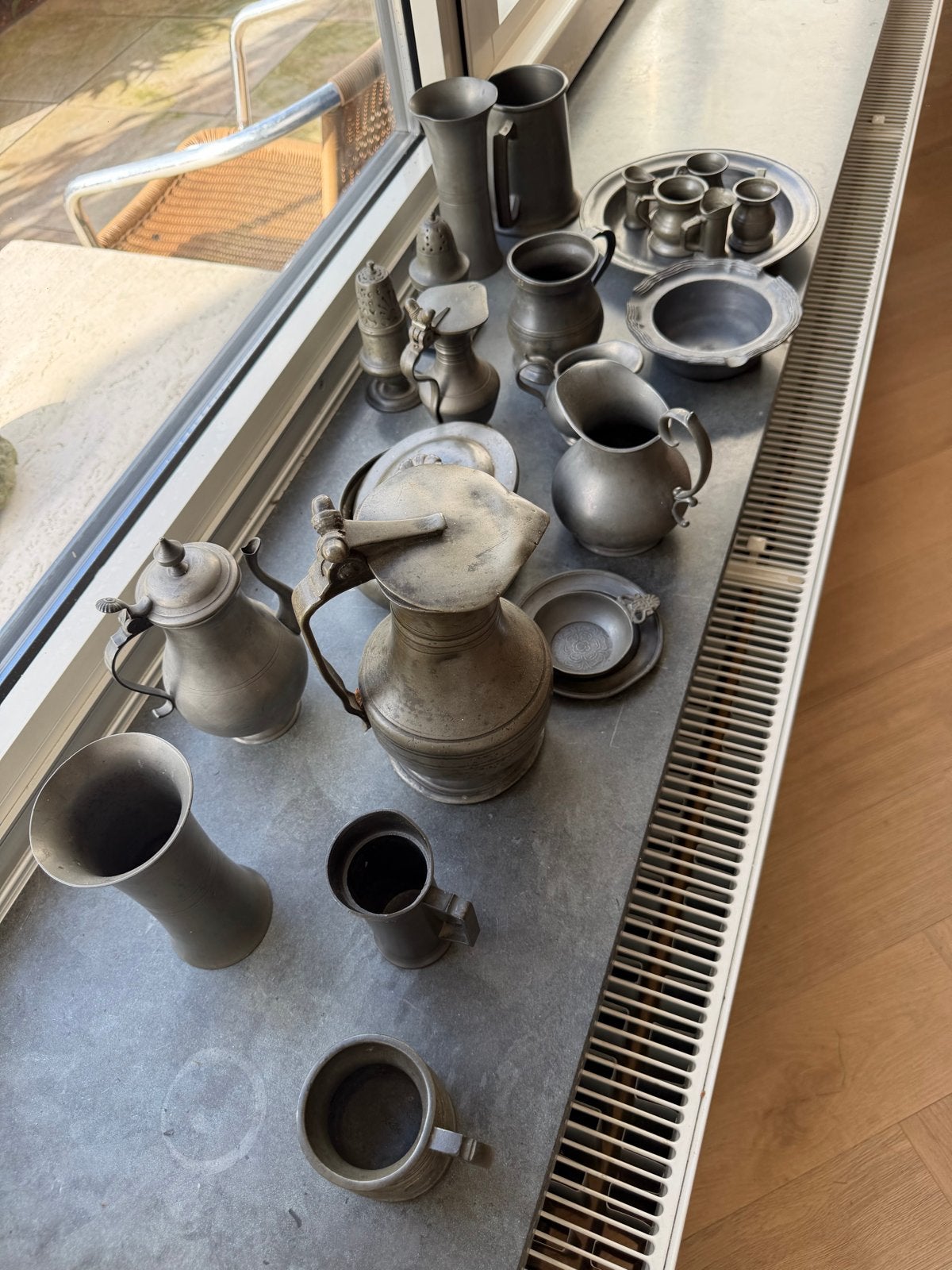 Grote collectie antiek tinnen servies en decoratie, Antiek en Kunst, Ophalen
