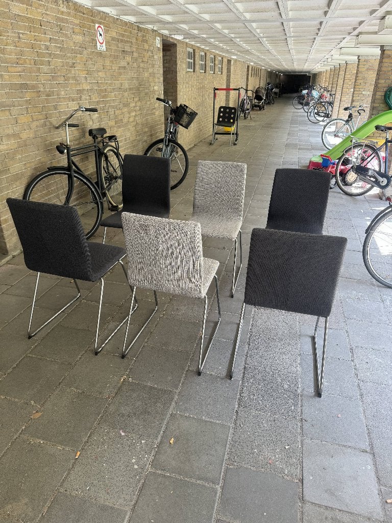 Zes Volfgang 18199 Ikea (eettafel)stoelen, Huis en Inrichting, Stoelen, Ophalen, Gebruikt, Grijs, Volfgang 18199