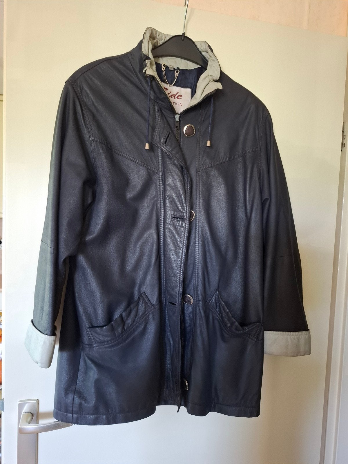 Side Collection 1965 Leren Jas Maat 36, Kleding | Dames, Jassen | Zomer, Maat 38/40 (M), Ophalen of Verzenden, Gedragen, Grijs