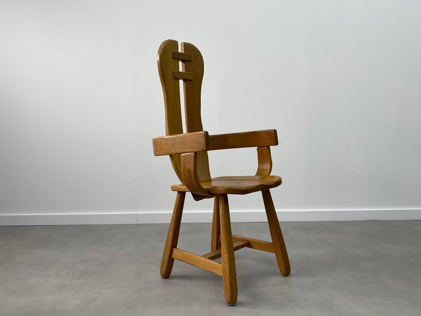 Brutalistische stoel kunstmeubelen De Puydt, België, 60’, Huis en Inrichting, Stoelen, Ophalen, Gebruikt, Bruin, Eén