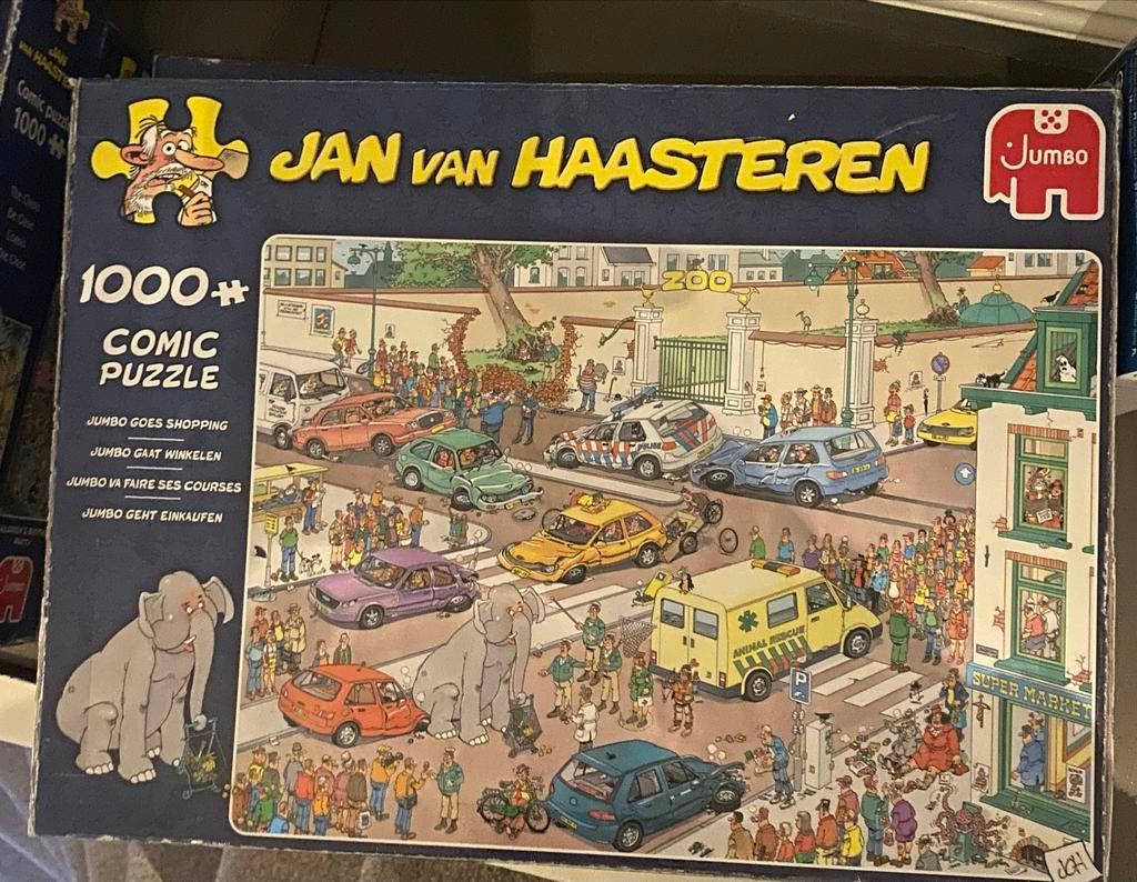 Jan van Haasteren 1000 stukjes - Jumbo Gaat Winkelen, Hobby en Vrije tijd, Denksport en Puzzels, Ophalen of Verzenden, 500 t/m 1500 stukjes