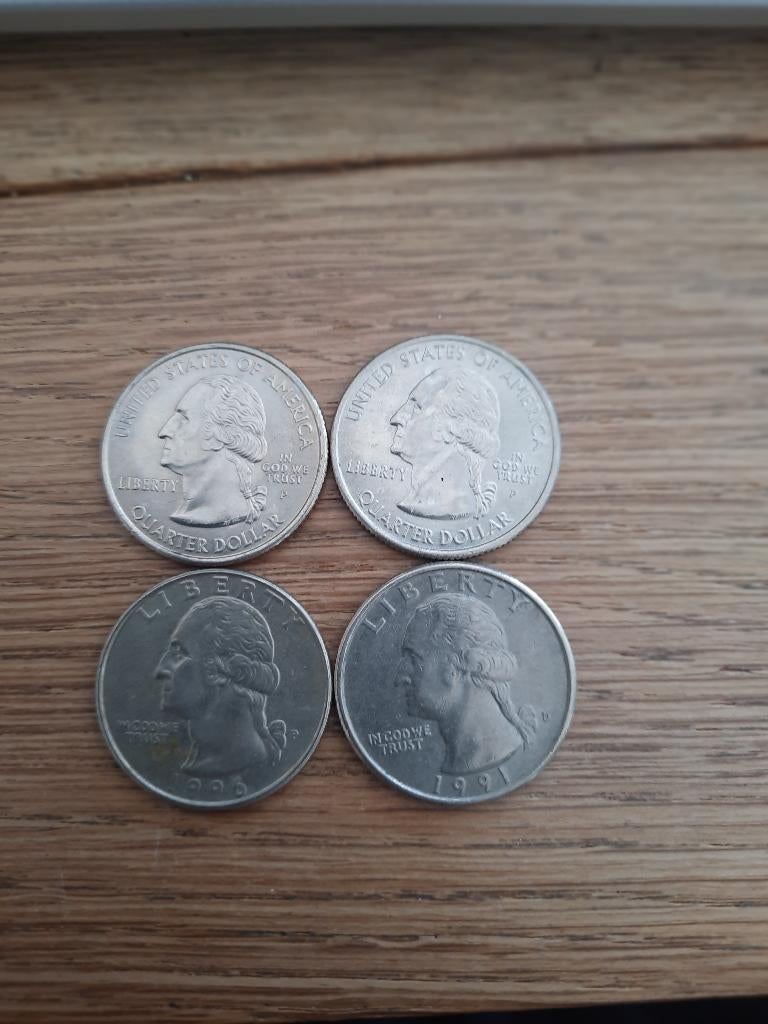 USA. 4 x Quarter dollar. 2005, 2003, 1996 en 1991, Ophalen of Verzenden, Noord-Amerika