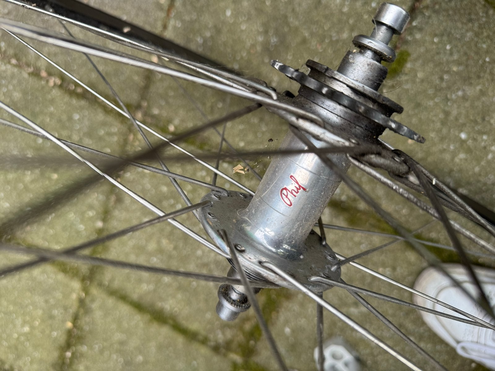 Achterwiel met Phil Wood naaf en tandwiel voor fixie, Ophalen, Gebruikt, Wiel, Staal