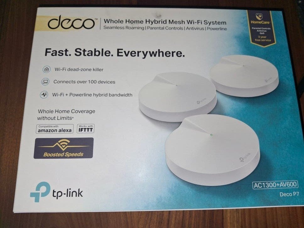 TP-Link Deco P7 (2x) & Deco M4R (1x) Mesh WiFi Systeem, Ophalen of Verzenden, Zo goed als nieuw, Router met modem, TP Link
