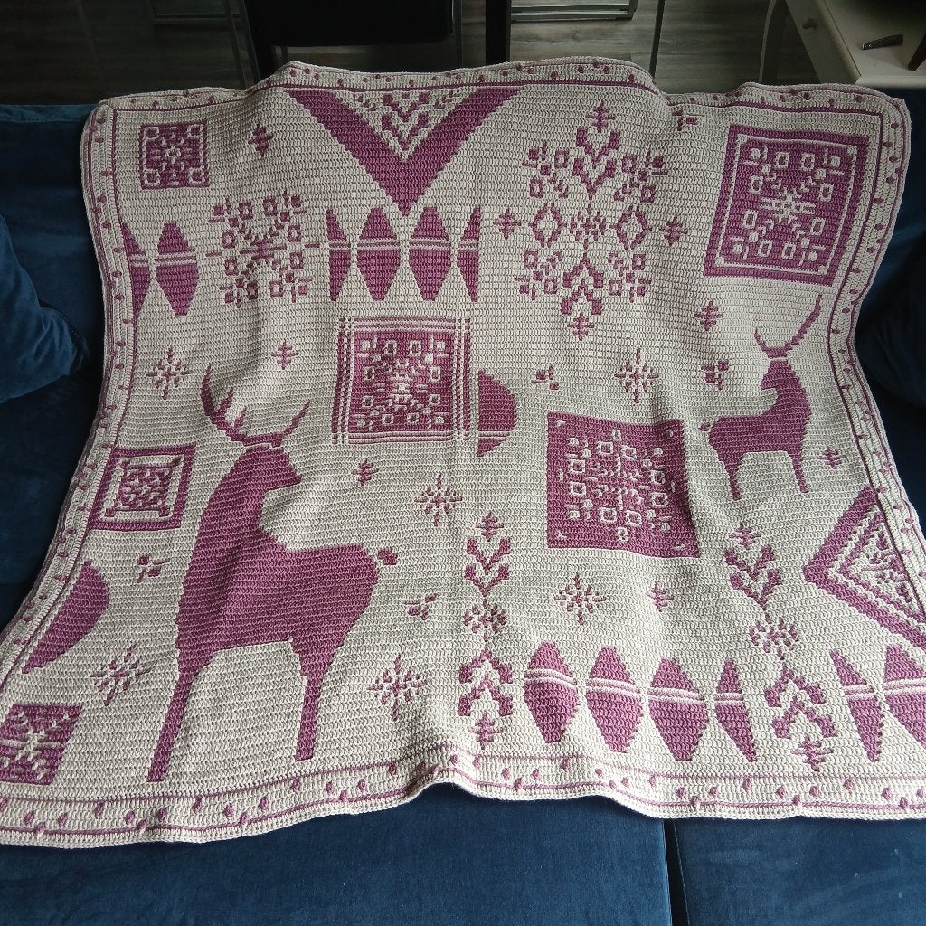 Handgemaakte Acryl Plaid met Rendierpatroon, Ophalen, 130 cm, Handgemaakt, Acryl