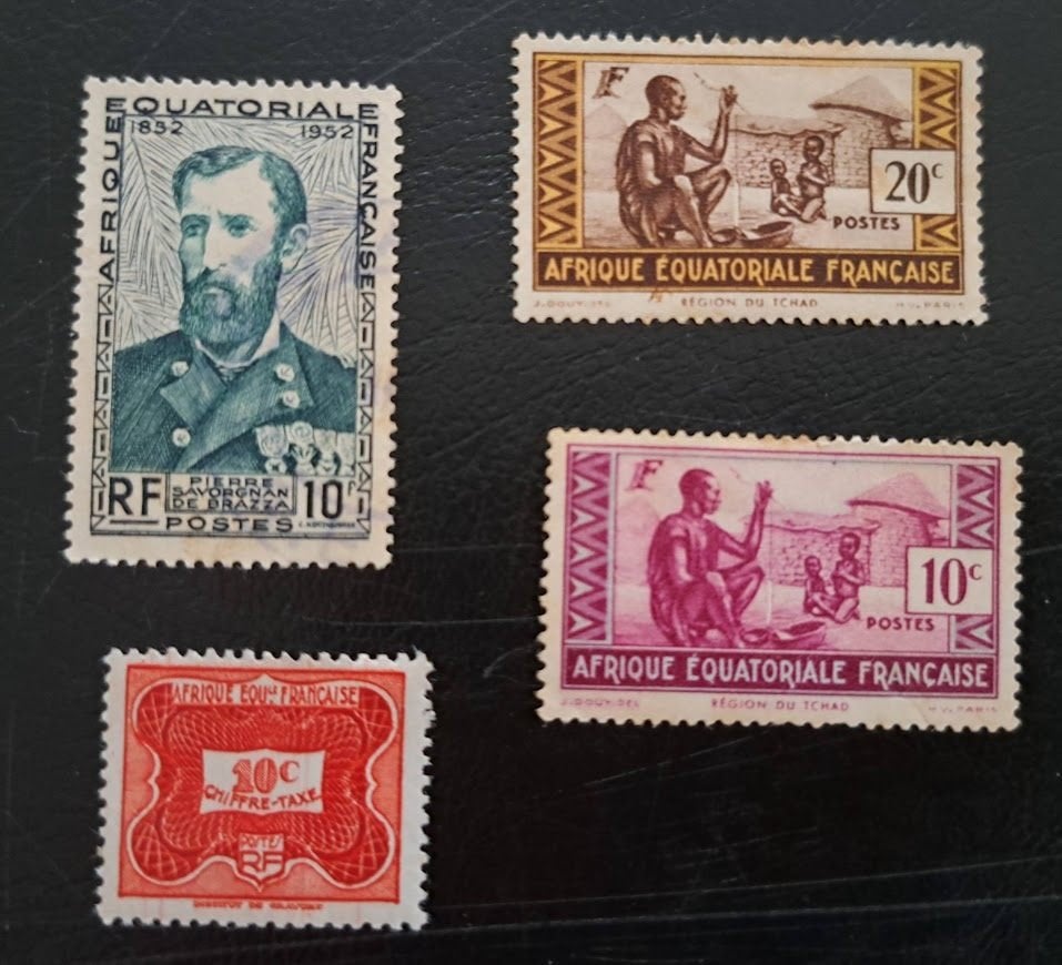 Frans Equatoriaal Afrika (4 zegels) gestempeld/ongebruikt, Ophalen of Verzenden, Overige landen