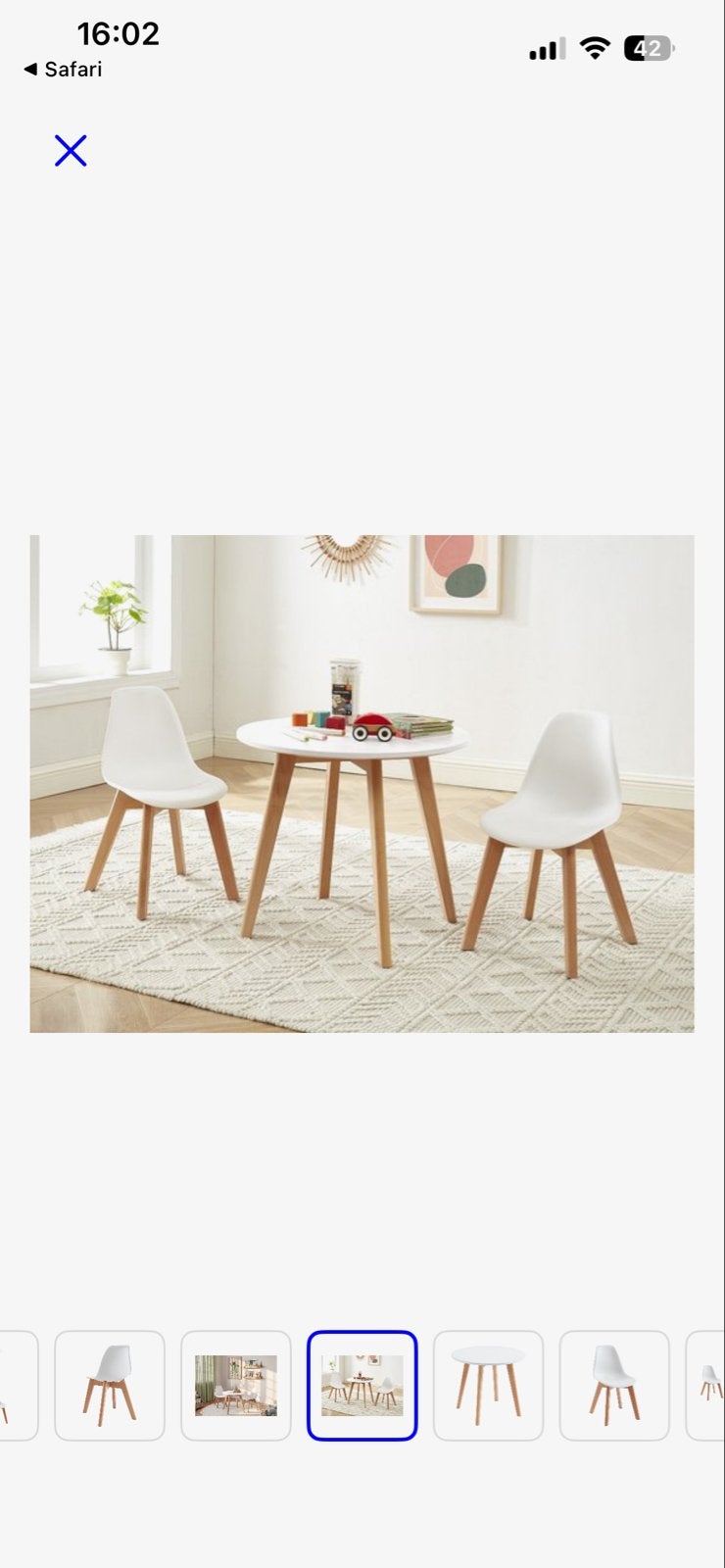 Kindertafel met 2 stoeltjes - Wit/Hout, Ophalen, Gebruikt, Tafel(s) en Stoel(en)