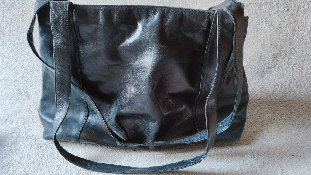 Bijenkorf Collection damestas - echt leer - zwart - 38x27 cm, Ophalen of Verzenden, Zo goed als nieuw, Zwart, Handtas