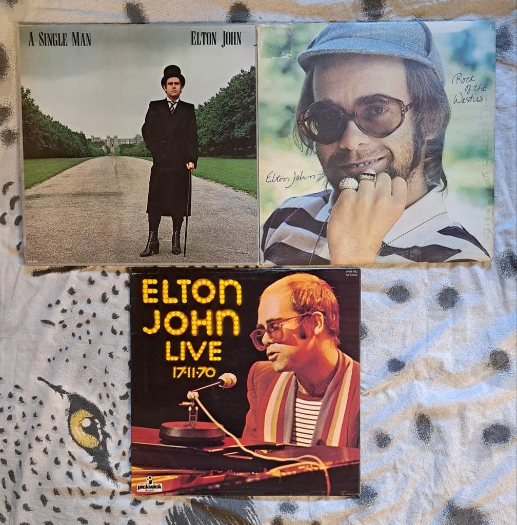 3x LP Elton John: A Single Man, Rock of the Westies, Live, Gebruikt, Inclusief binnenhoes, Ophalen of Verzenden, 1970 - 1979