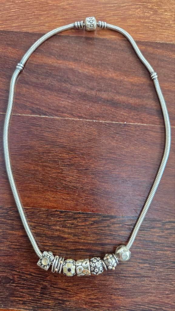 Moederdag tip: Originele Pandora Ketting + 7 bedels, Ophalen of Verzenden, Zo goed als nieuw, Zilver, Zilver