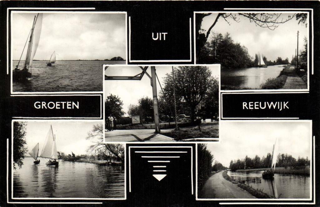 Groeten uit Reeuwijk - 5 afb o.a. zeilsport - 1960 gelopen, Ophalen of Verzenden, 1960 tot 1980, Gelopen, Noord-Brabant