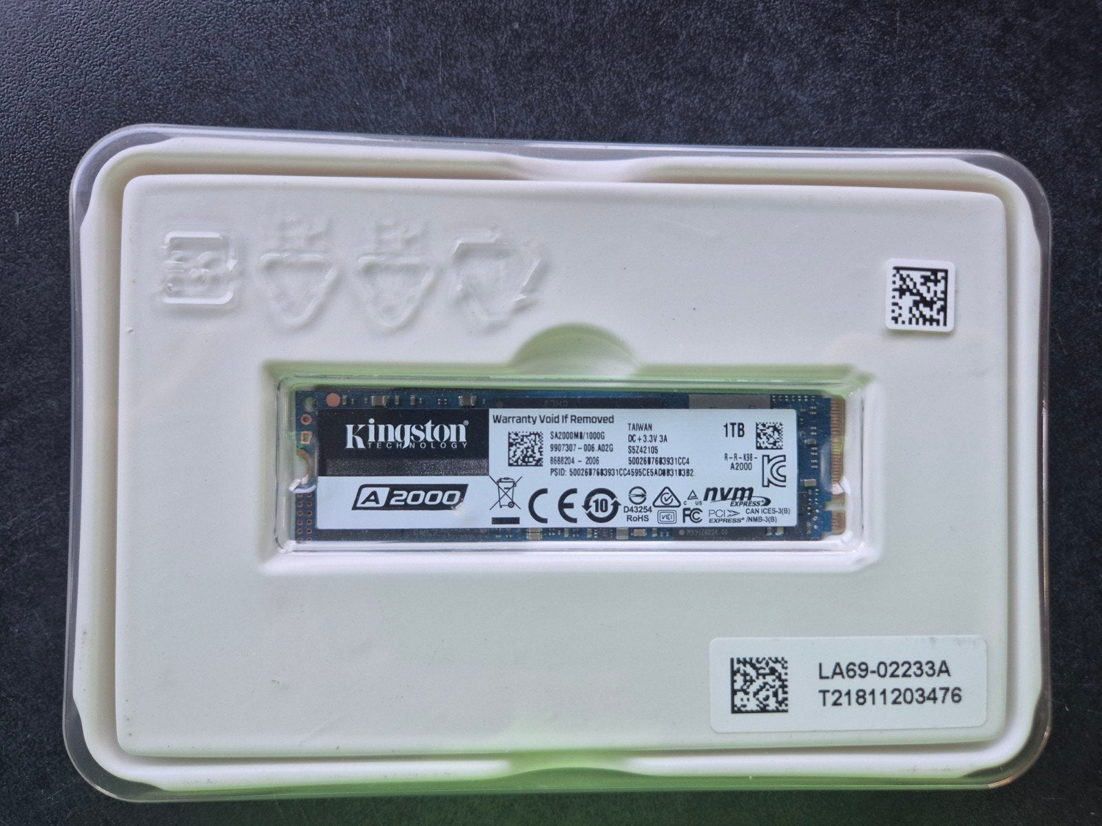 Kingston A2000 1TB NVMe M.2, Computers en Software, Harde schijven, Intern, Gebruikt, Kingston, SSD
