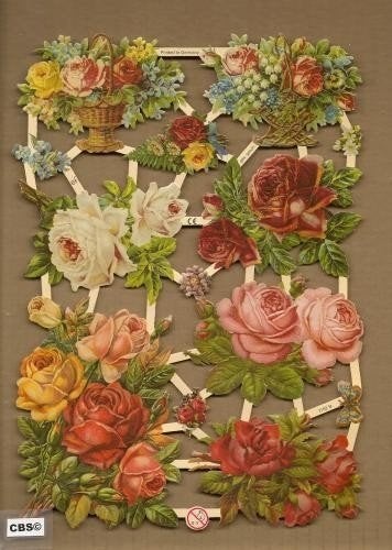 Rozen boeketten en potten poezieplaatjes 7182, Ophalen of Verzenden