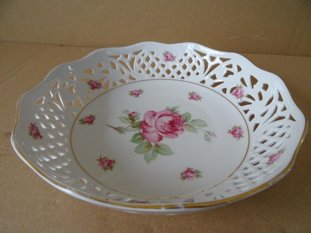 Vintage vergulde porseleinen schaal fruitschaal Bavaria 19cm, Ophalen of Verzenden