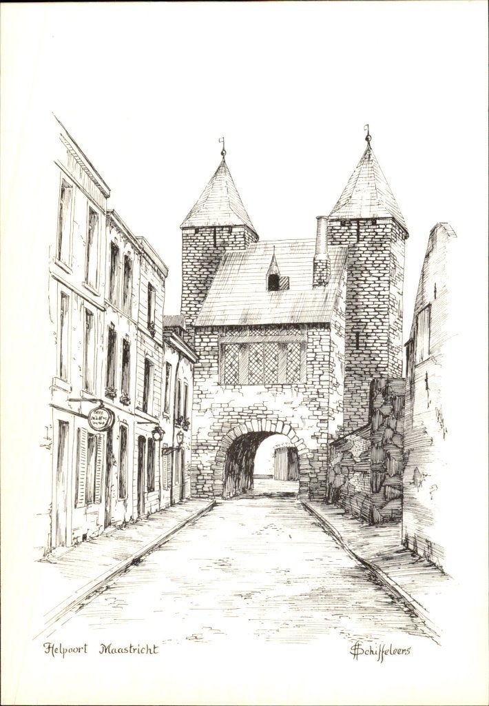 Maastricht - Helpoort - Tekening, Ophalen of Verzenden, 1960 tot 1980, Ongelopen, Limburg