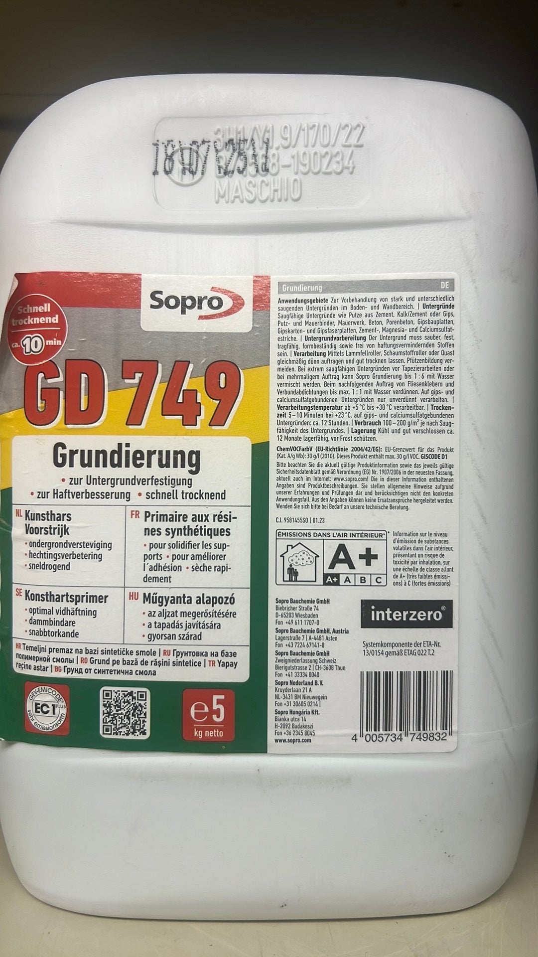 GD 749 Sopro voorstrijkmiddel 5kg (nieuw), Ophalen of Verzenden, Nieuw
