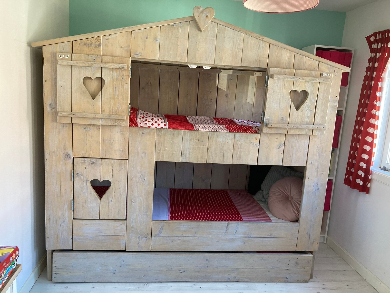 Boomhutbed / stapelbed / hoogslaper / steigerhout, Ophalen, 85 tot 100 cm, Zo goed als nieuw, Hoogslaper of Stapelbed