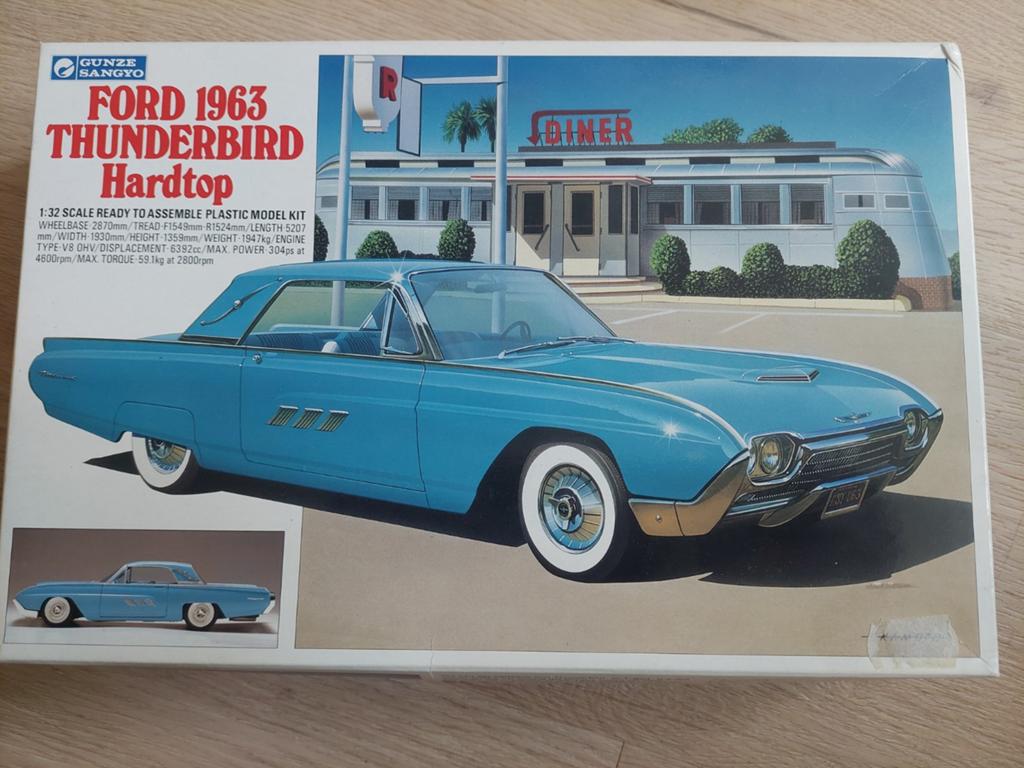 Gunze Sagnyo Ford Thunderbird 1963, Overige merken, Auto, Groter dan 1:32, Nieuw