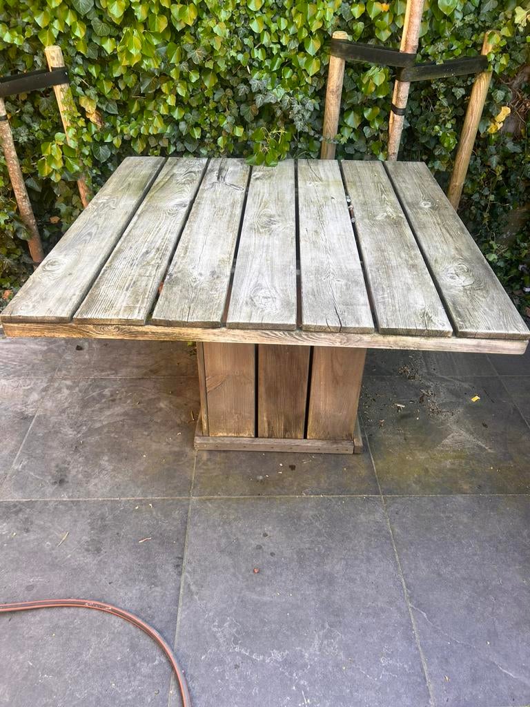 Tuintafel vierkant, Tuin en Terras, Tuintafels, Ophalen, Zo goed als nieuw, Rechthoekig, Hout