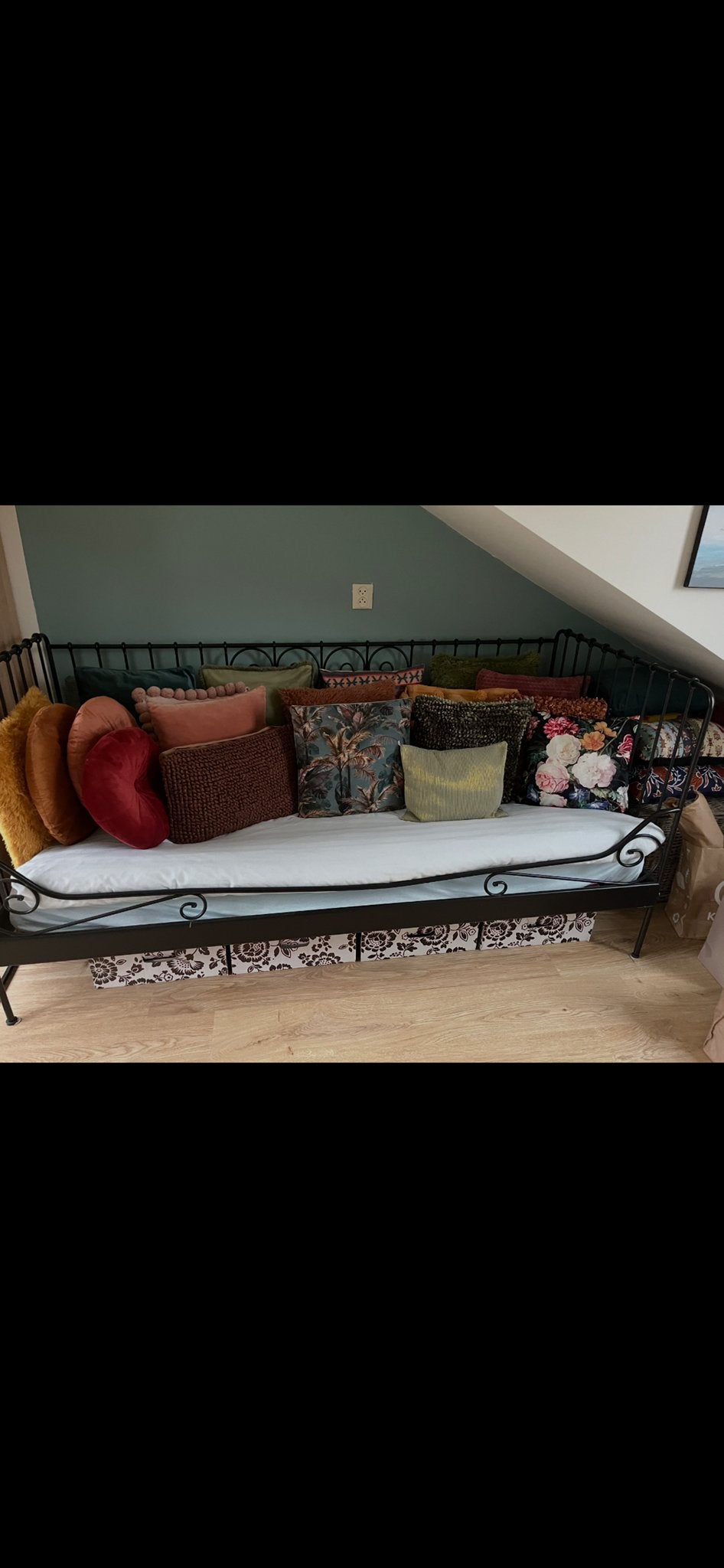 Ikea Frans Spijlenbed 1-persoons met lattenbodem, Gebruikt, Eenpersoons, Zwart, Ophalen of Verzenden