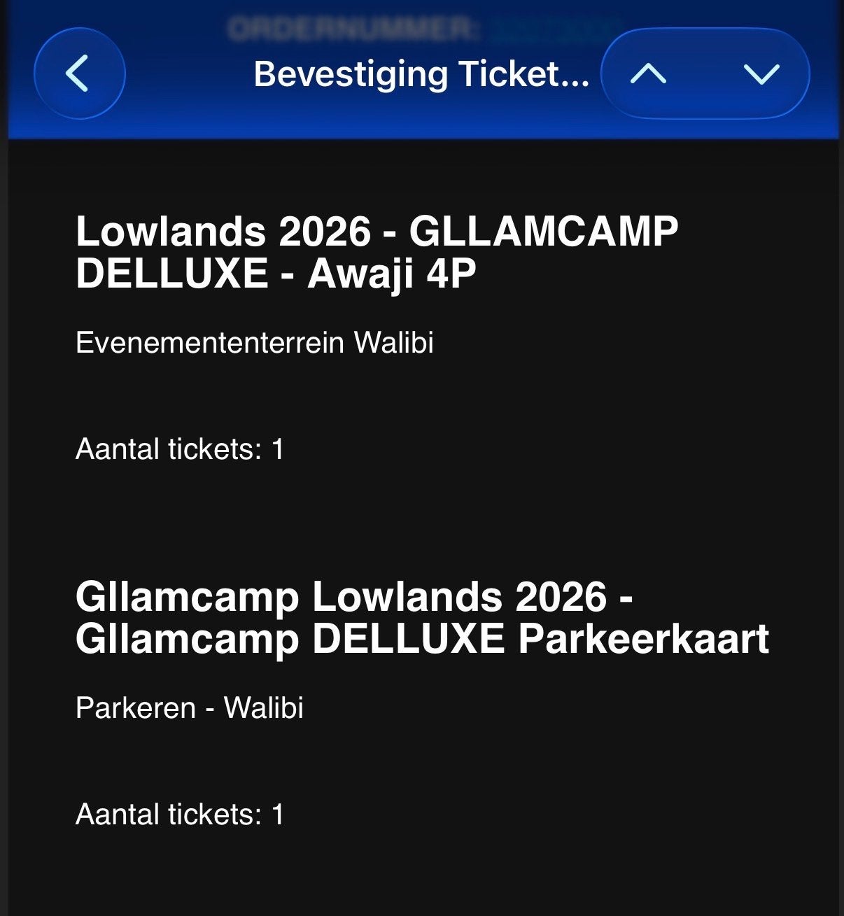 Lowlands Awaji 4P Tent + 2x parking via TicketSwap link, Drie personen of meer