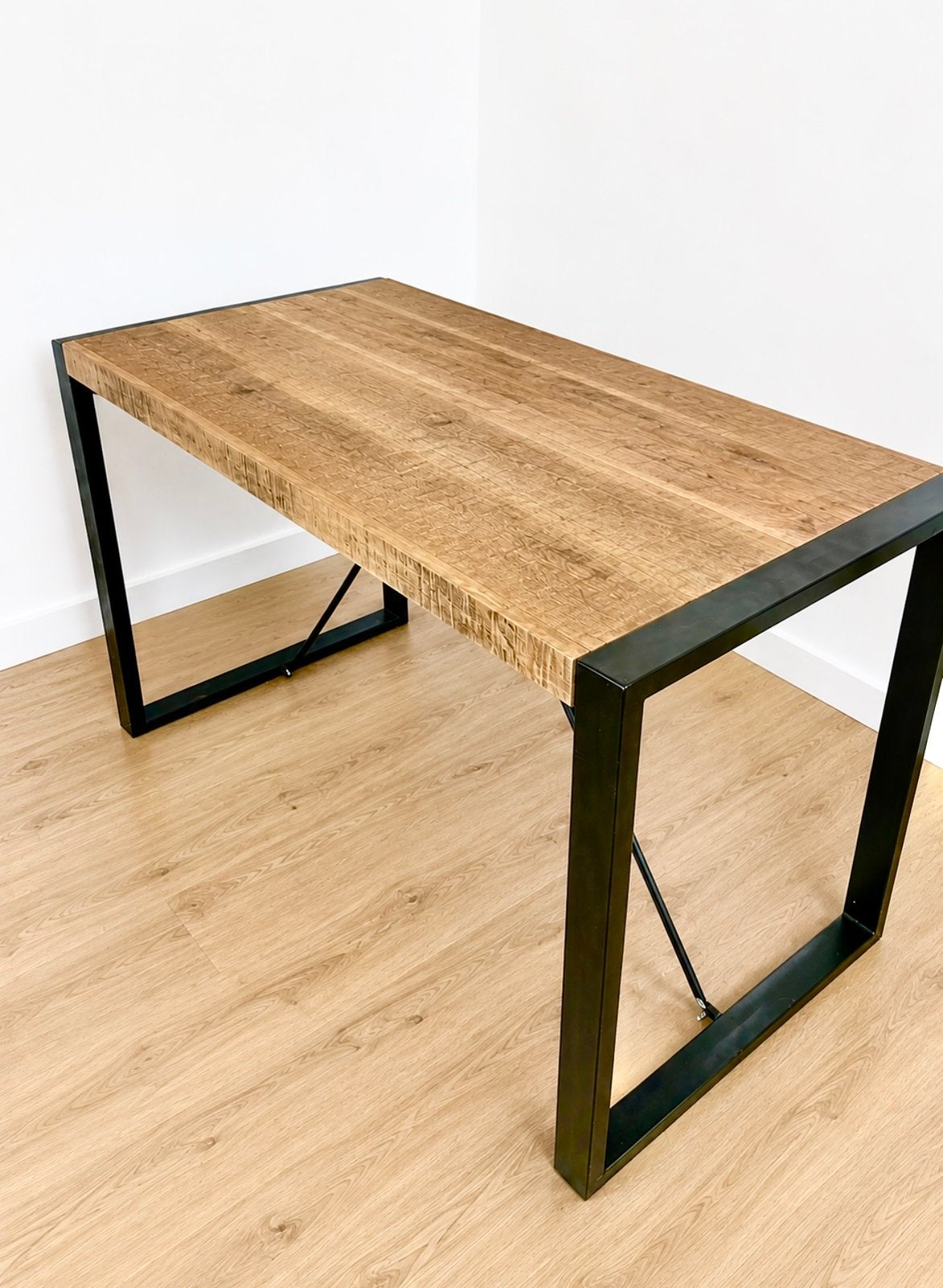 Massieve mangotafel 120 x 55 x 76, Ophalen, 100 tot 150 cm, Zo goed als nieuw, Natuurlijk industrieel