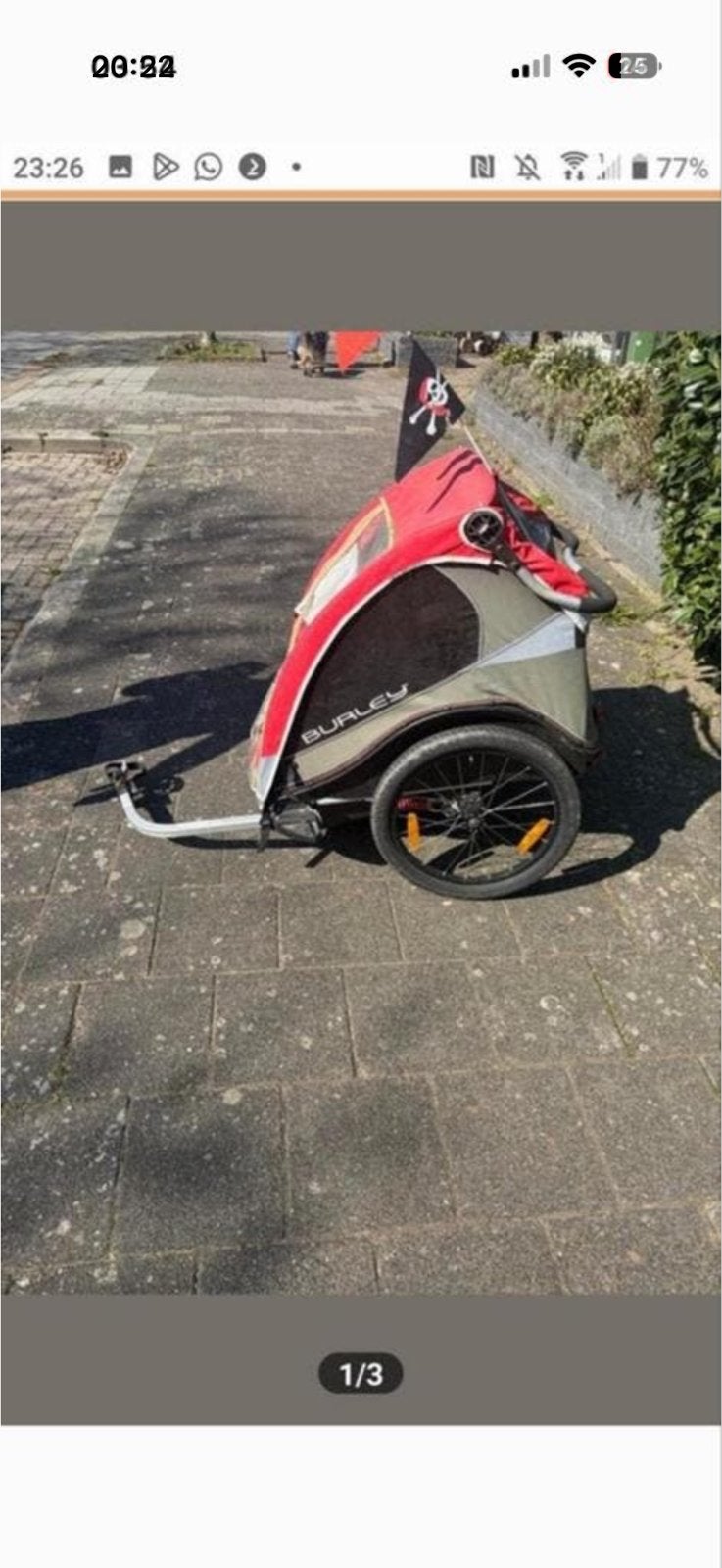 Burley Fietskar - Rits defect, werkt nog goed, Ophalen of Verzenden, Gebruikt, Kinderkar, 20 tot 40 kg
