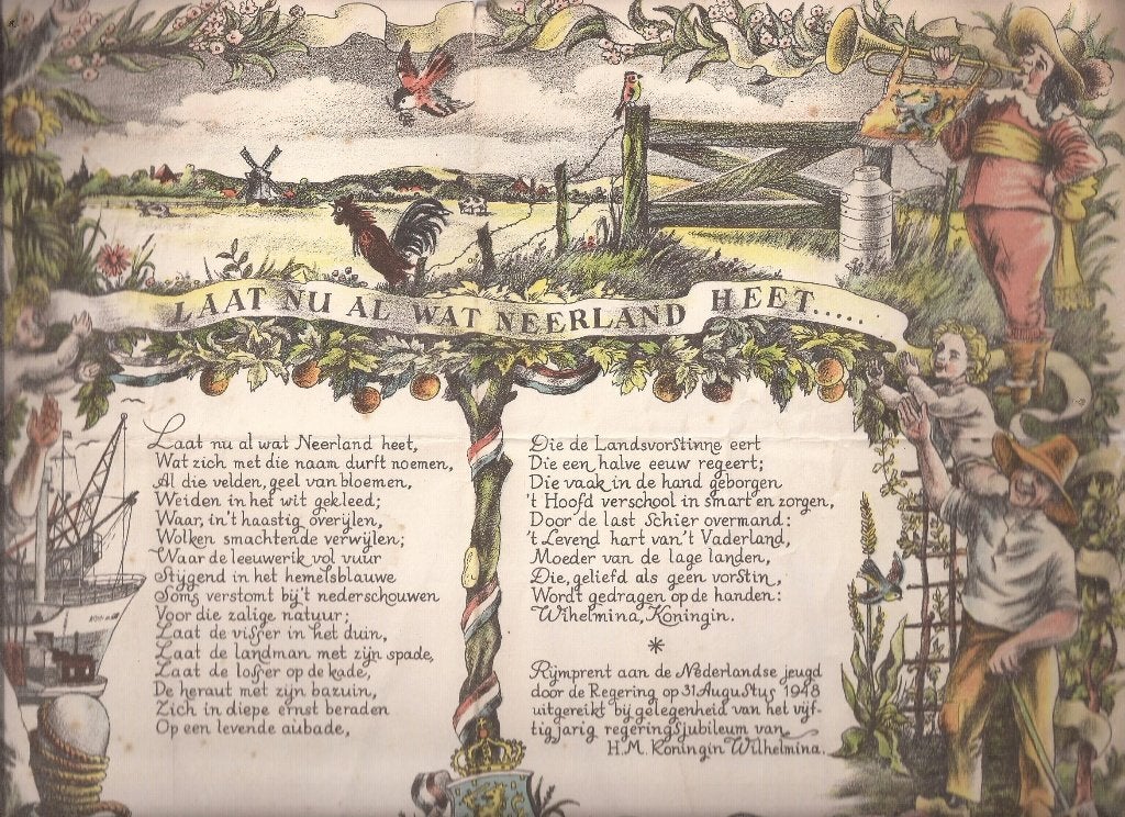 Bertus Aafjes & Piet Worm-Rijmprent 1948 Laat nu al wat Neer, Antiek en Kunst, Kunst | Etsen en Gravures, Origineel, 23 cm, Ophalen of Verzenden