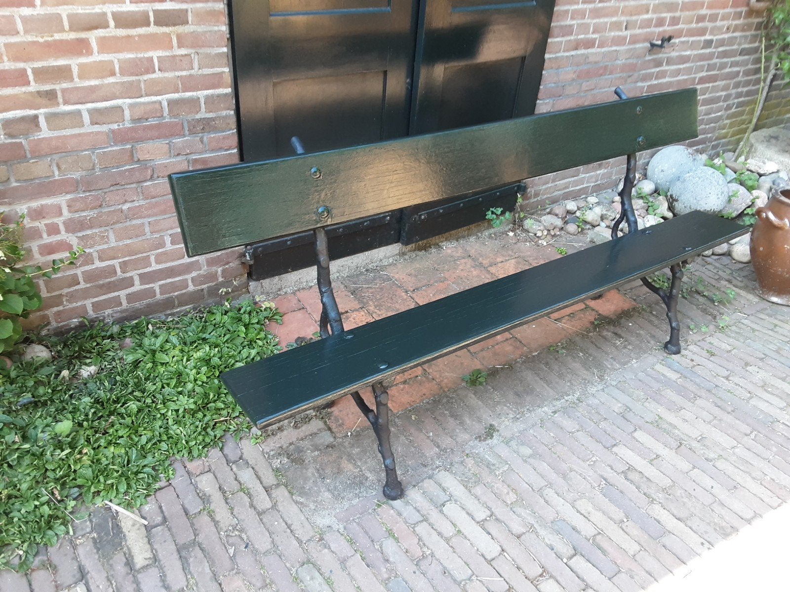 Gietijzeren tuinbank, Tuin en Terras, Ophalen, IJzer, Sierhekwerk