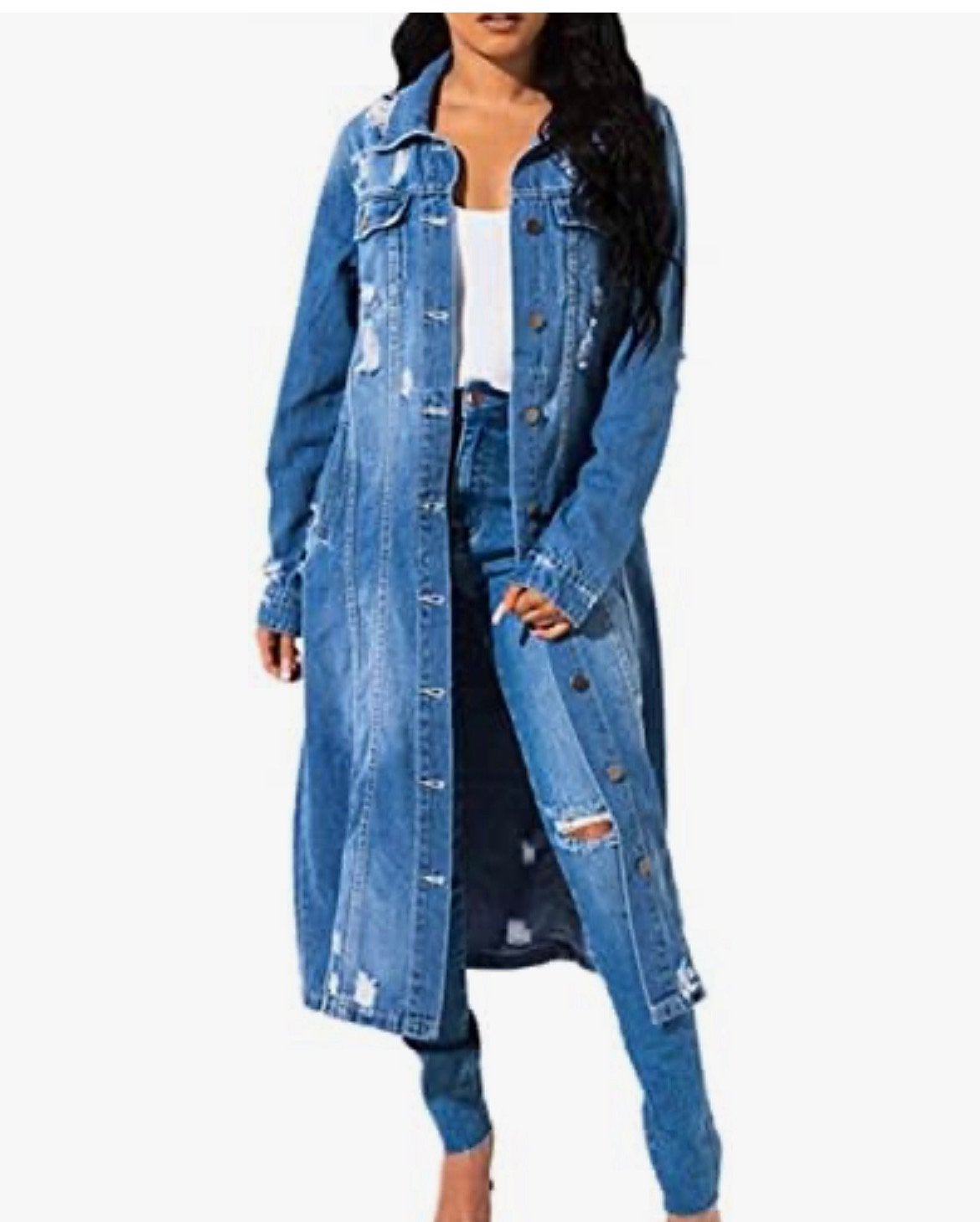 Nieuwe lange spijkerjas spijkerjack maat L, Ophalen of Verzenden, Nieuw, Maat 38/40 (M), Blauw
