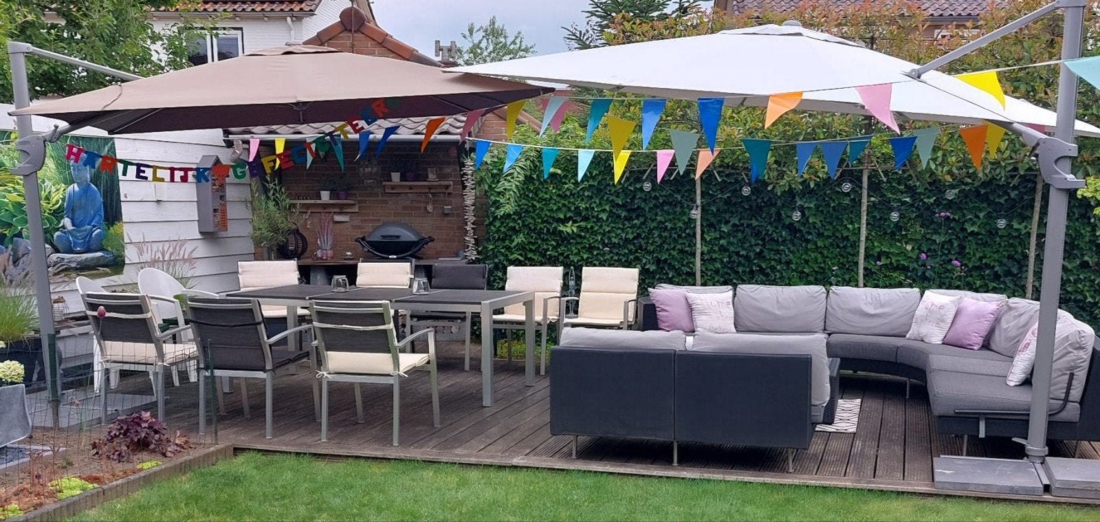 Zweef parasol, Tuin en Terras, Parasols, Ophalen, Gebruikt, Zweefparasol