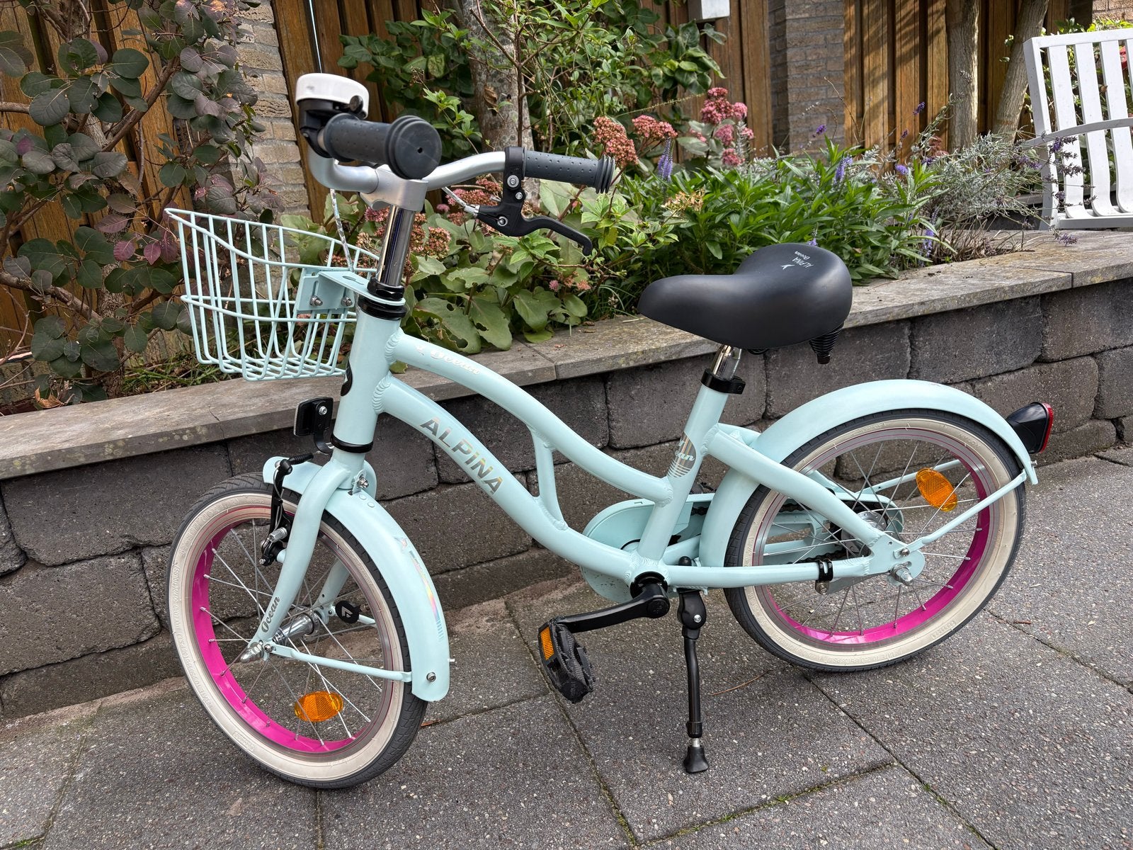 Alpina Ocean kinderfiets 16 inch met zijwieltjes, Ophalen, Zijwieltjes, 16 tot 20 inch, Velgrem