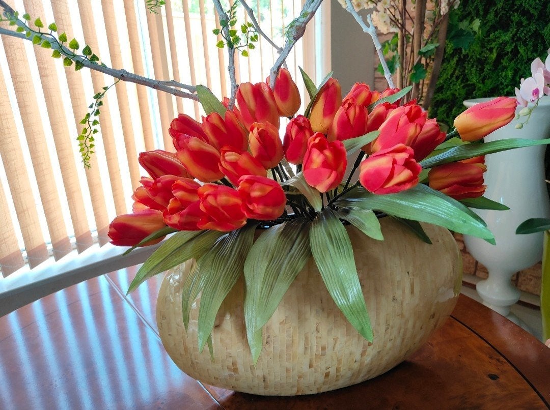 Nieuwe Schelpenvaas inclusief 30 st tulpen, Ophalen