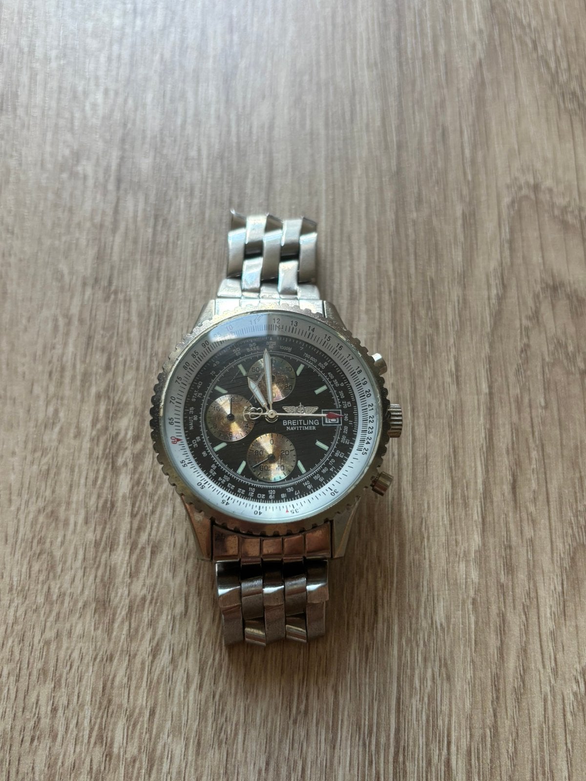 Breitling Navitimer chronograaf met metalen schakelband, Sieraden, Tassen en Uiterlijk, Horloges | Heren, Staal, Gebruikt, Breitling