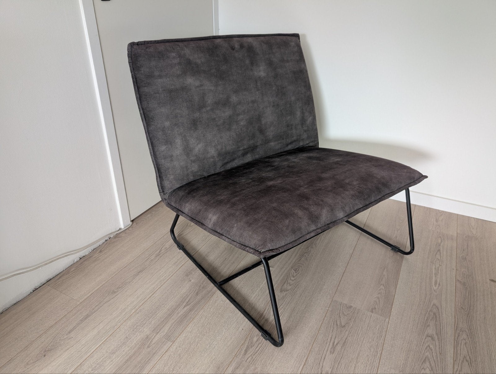 Loungestoel 1,5-zit (groen) – suèdelook, Ophalen, Overige kleuren, Zo goed als nieuw, Metaal