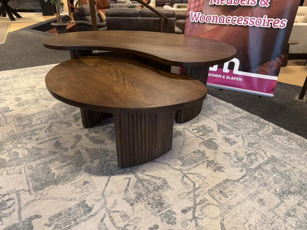 Salontafel YinYan organisch bruin  direct leverbaar E-7204, Huis en Inrichting, Ophalen, 100 tot 150 cm, Nieuw, 50 tot 100 cm