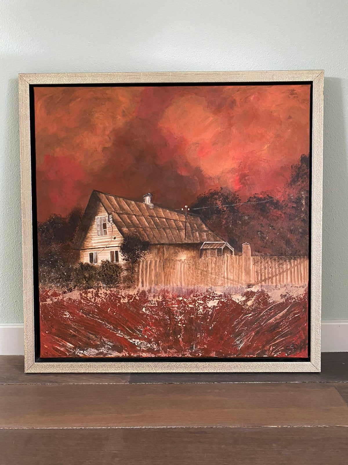 Olieverf schilderij handgemaakt, boerderij, Ophalen