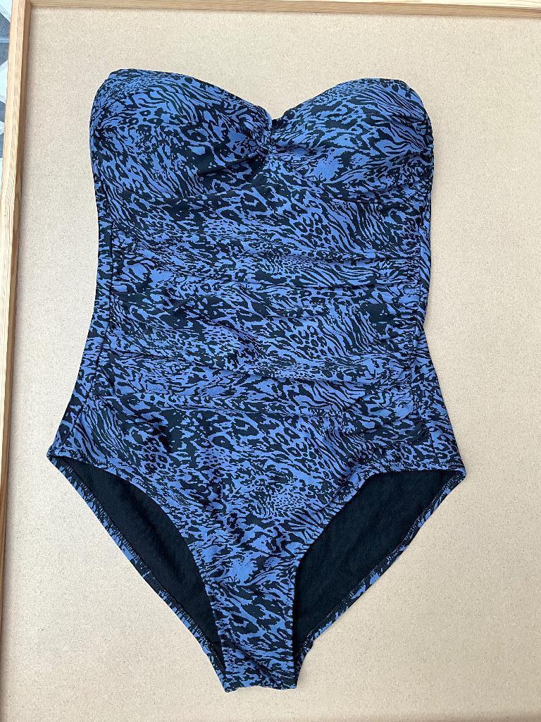 Beachwave strepless badpak Maat 42 Zwart/blauw, Verzenden, Zwart, Nieuw, Badpak