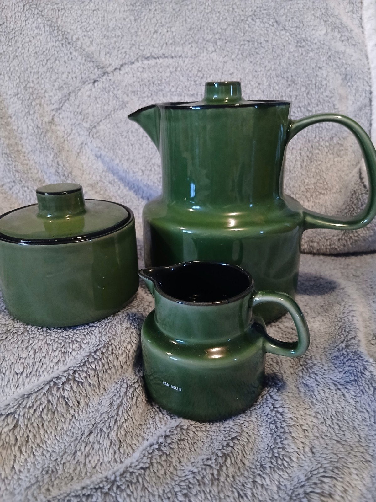 Melitta, van Nelle: koffiepot, melkkannetje en suikerpotje., Antiek en Kunst, Ophalen of Verzenden