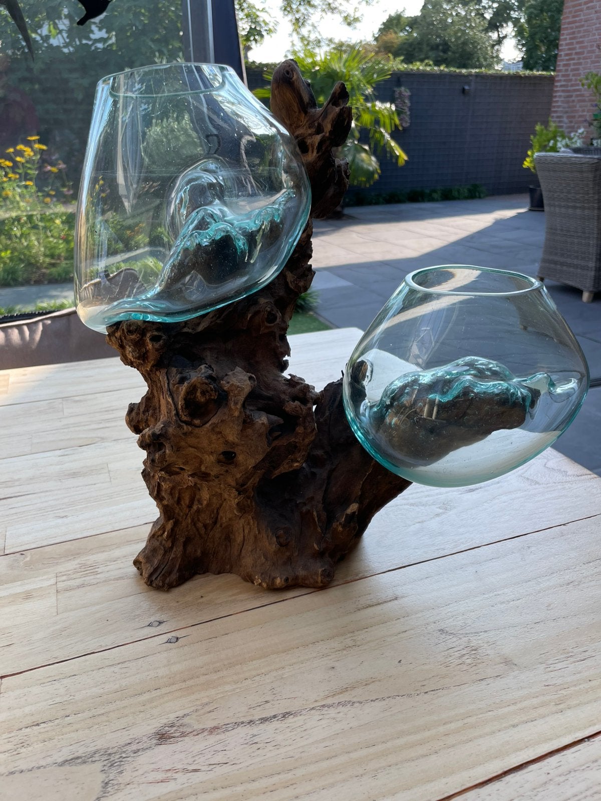 Glas op hout uit Bali., Ophalen, Zo goed als nieuw, Glas