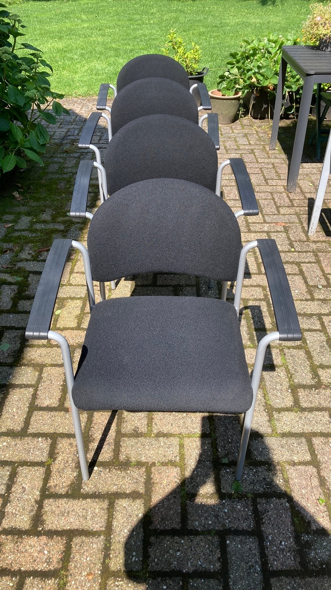 4 Vintage Ikea zwart beklede vergaderstoelen, Ophalen of Verzenden, Gebruikt
